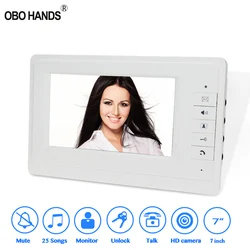 7'' TFT Color Monitor Wired Video Doorbell Intercom Home white indoor Unit Door Phone for private house without Outdoor Camera