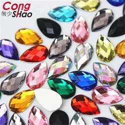 Cong Shao 100pcs 8*13mm Colorful Flatback Drop Acrylic Rhinestone Crystal And Stones Costume Strass For DIY Clothes Crafts WC762