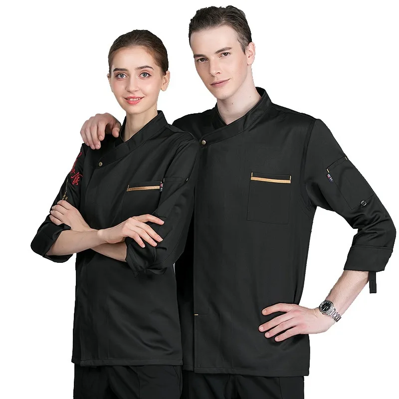 Chef Wear Long-sleeved Male Female Hotel Dining Cake Shop Restaurant Hall Kitchen Work Clothes Women Breathable Overalls H2012