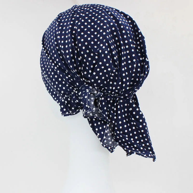 ALTOBEFUN Lady Rural Caps Girl Dots Women Bandanas Hip-hop Stretchy Turban Cap Female Headwear Chemo Hat Polyester BD008