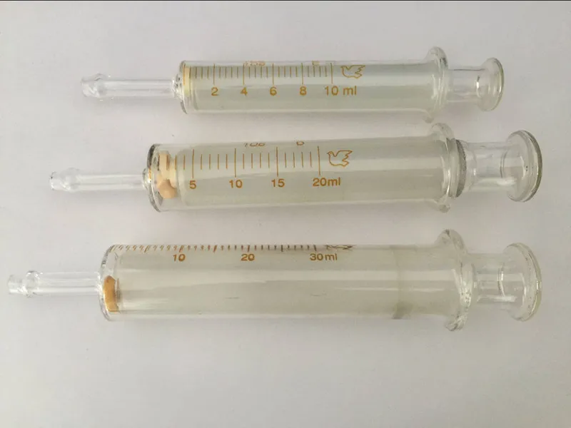 5ml/10ml/20ml/30ml/50ml/100ml Glass syringe injector sampler dispensing with ink chemical medicine Large-diameter glass syringes