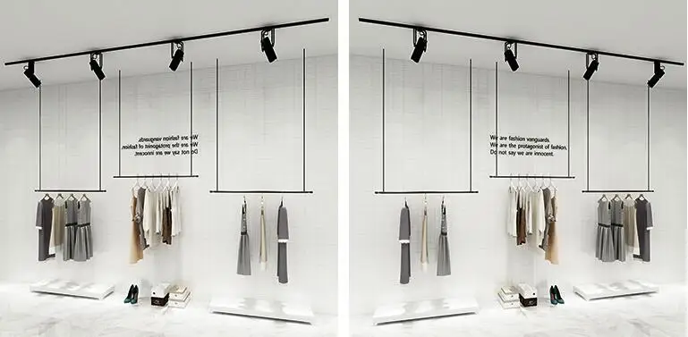 Clothing store hangs clothes hanging ring, iron ceiling hanging clothes hanger, wall hanger rod retractable shelf