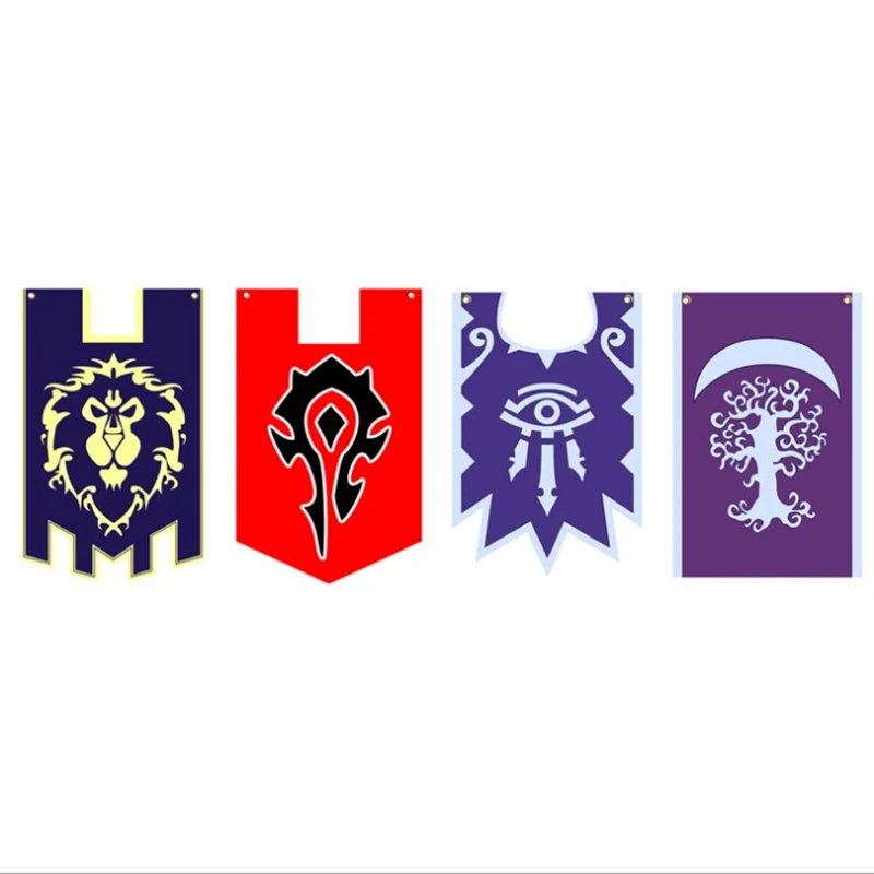 Movie Warcraft WOW World of Warcr Alliance Horde Banner Embroidery Flag Dacron Cosplay Accessory images - 6