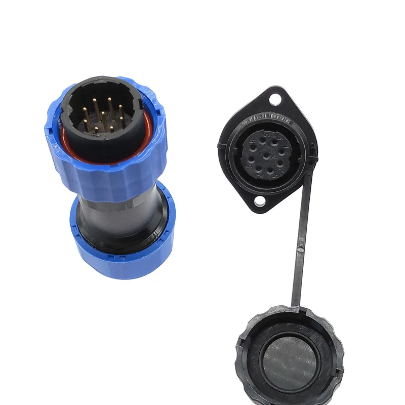 SP20 corrugated pipe waterproof connector 2 hole flange socket 2 pin 3/4/5/6/7/9/12/14Pin IP68 image 5