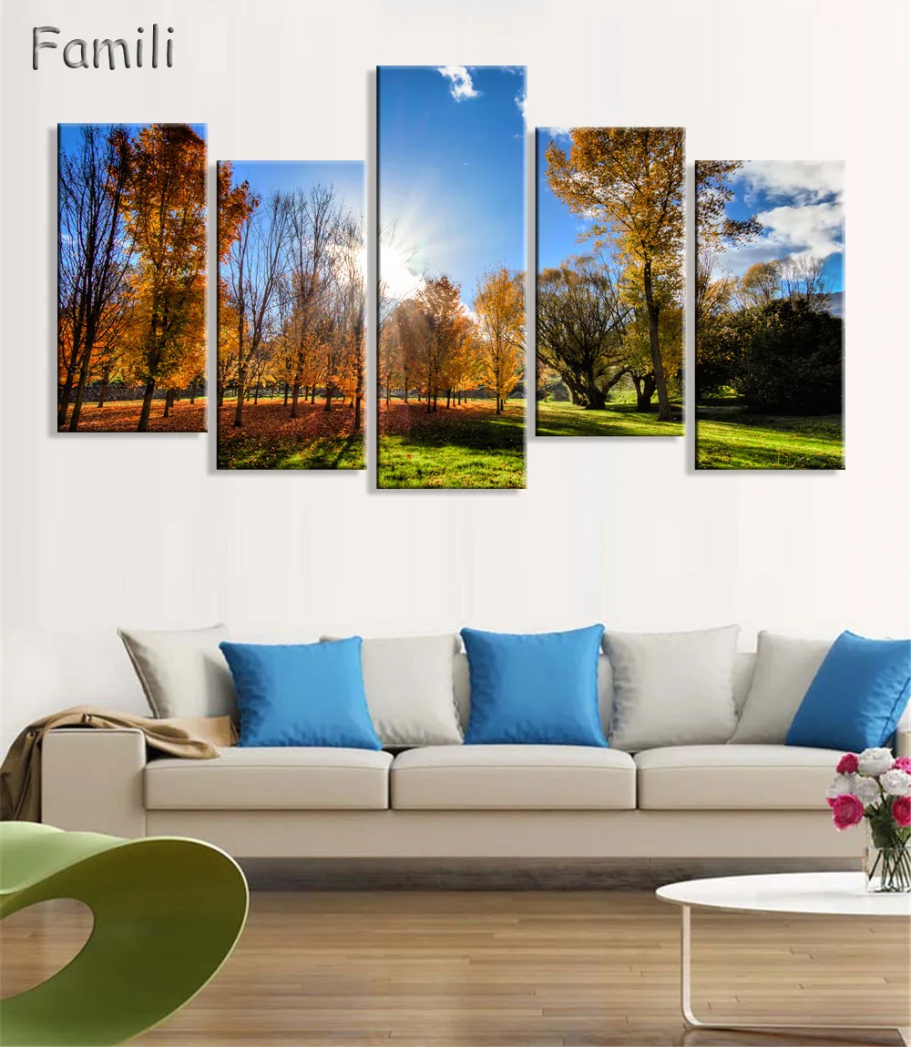 5Pieces/set Wall Art Painting New Zealand Blue Water Lake Mountain Pictures Prints On Canvas Landscape Decor,posters and prints