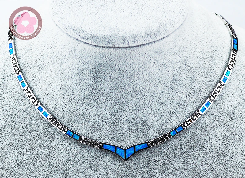 JLN-011 Elegant Torques Blue Opal Gem Necklace New Trendy Necklace for Women Fine Jewelry Necklace Jewelry Gift for Girls