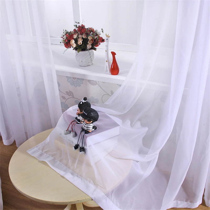 310cm Height White Kitchen Door Tulle Organza Yarn Curtains Doors White For Living Room Gauze Window Curtain Fabrics Voile