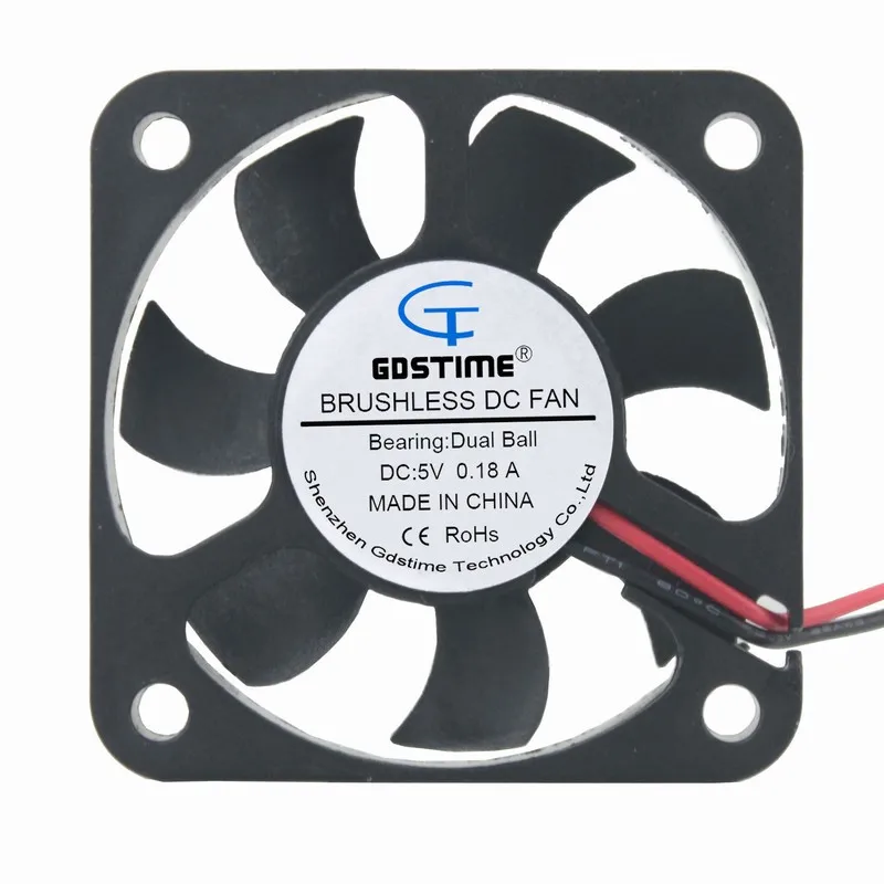 100 pcs Gdstime DC 5V 50mm x 10mm Ball Bearing 50x50mm 5010 DC Brushless Cooling Fan 5cm Small Cooler 2Pin 5010