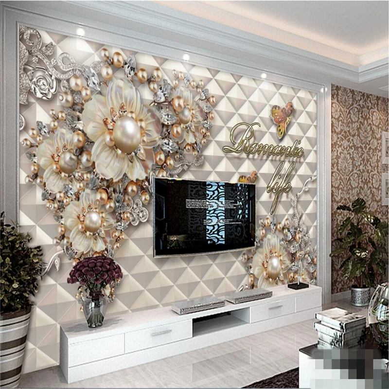 beibehang wallpaper wall murals wall stickers high quality exquisite jewelry flowers living room TV wall papel de parede