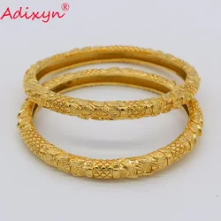 Adixyn 2PCS/LOT,CANNOT OPEN Wholesale Bangle for Women Gold Color African Middle East Bracelet Jewelry Gifts N072409