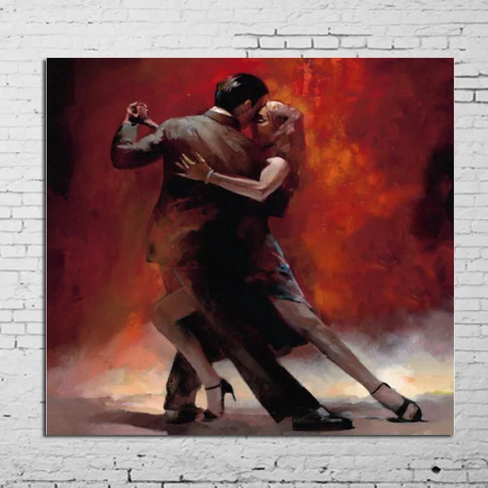 100% Handpainted Pictures Lover Tango Dance Modern Abstract Oil Painting On Canvas Wall Art For living room Home Decoration