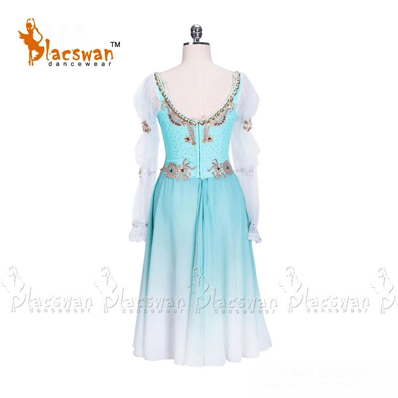 Blue Fading Chiffon Swan Lake Pas De Trois Ballerina Dress Professional Ballet Competition Costumes BT722