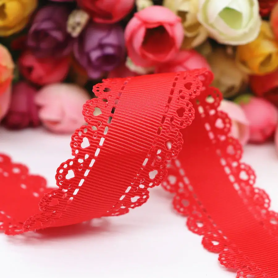 10 Yards Hohles Spitzen-Grosgrain-Band Pfirsichherz-Band 30MM für Haarschleifen DIY-Handarbeiten Handgemachte Accessoires M19042702 – Detail 10