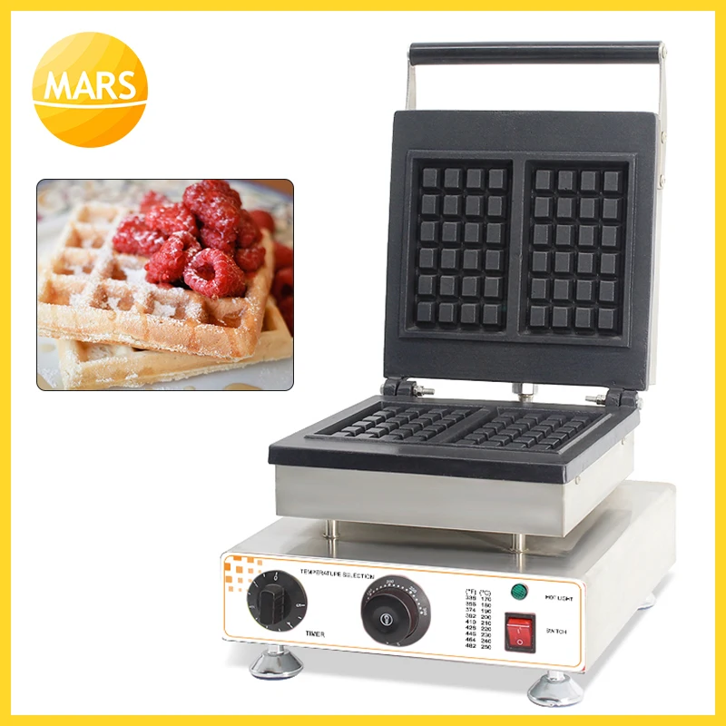 MARS Industrial Commercial Waffle Maker Square Waffle Machine Stainless Steel Waffle Iron Baker Equipment with CE Approved