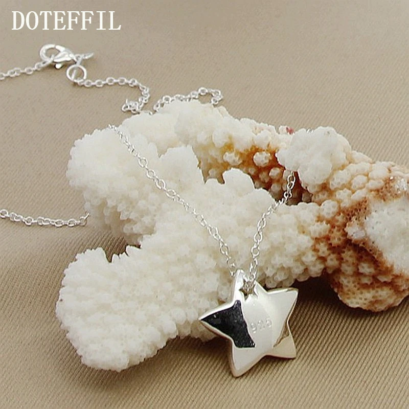 DOTEFFIL Genuine 925 Sterling Silver Star Pendant Necklace 18 inches Chain Fashion Jewelry Necklace For Women Hot Sale