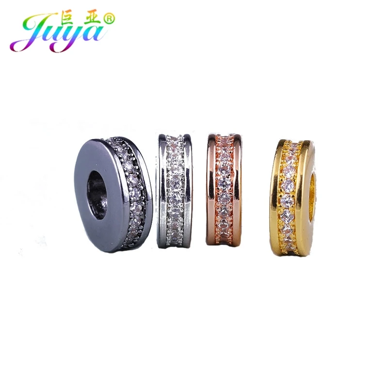 

Juya Handmade Micro Pave Zircon Metal Round Spacers Separator Beads Accessories For DIY Women Men Beadwork Beads Jewelry Making