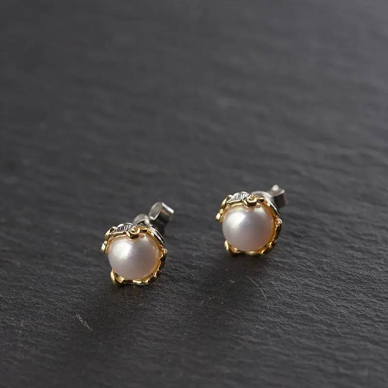 S925 silver inlaid pearl earrings wholesale Contracted female fashion tremella new gift