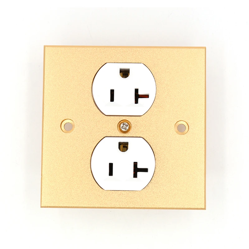 

86x86x5mm US Plug Connector Jack Hi-end DIY 24k Gold 20A 125V Aluminium Plate 3Pins US IEC Inlet Power Socket Electric Outlet