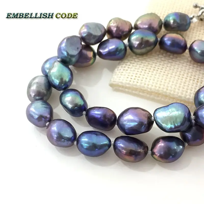 selling well good quality pearls baroque Irregular real natural freshwater pearl necklace Peacock green Colourful for girl women