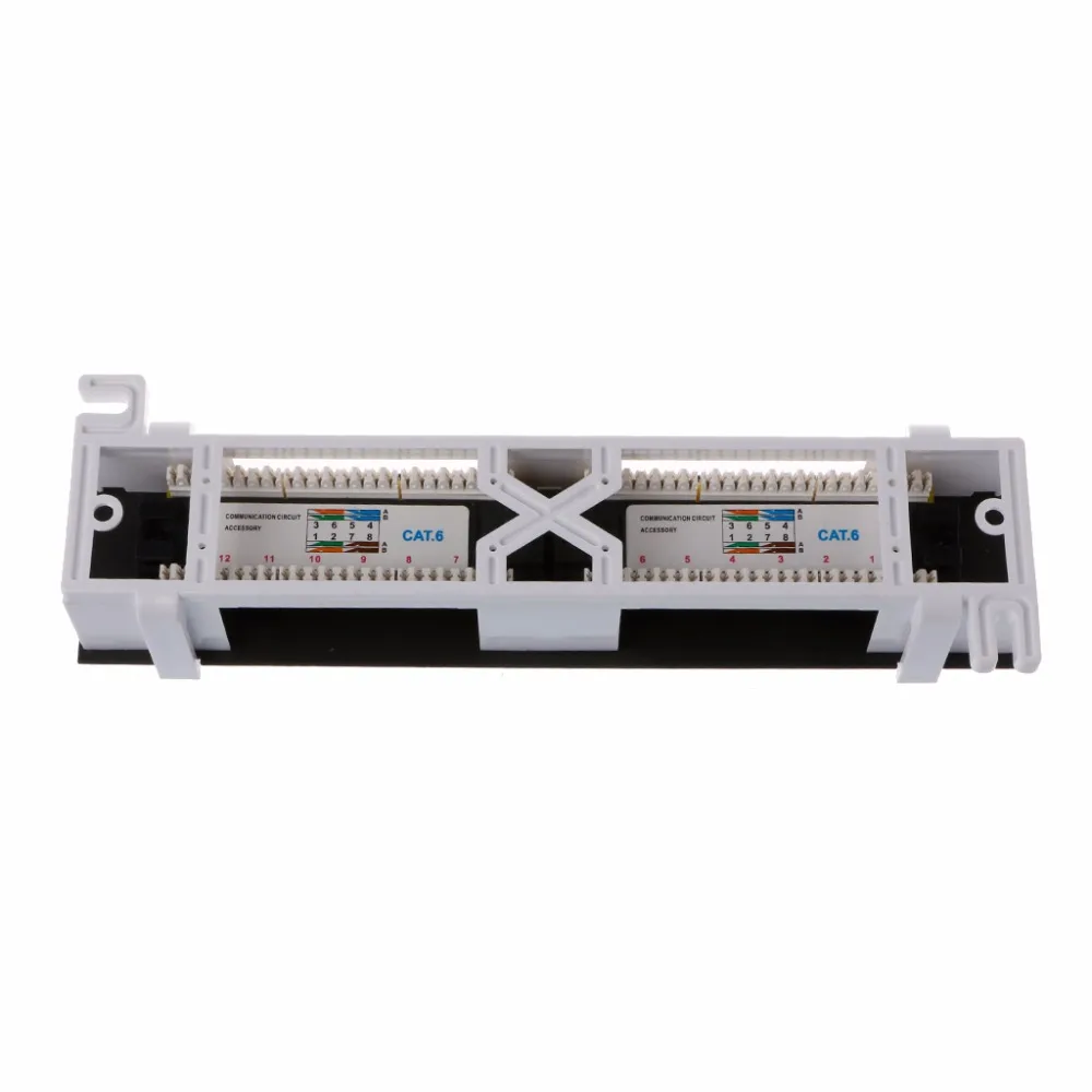 12 Ports Ethernet LAN Network Adapter CAT6 Patch Panel RJ45 Networking Wall Mount Rack Mount Bracket Network Tools