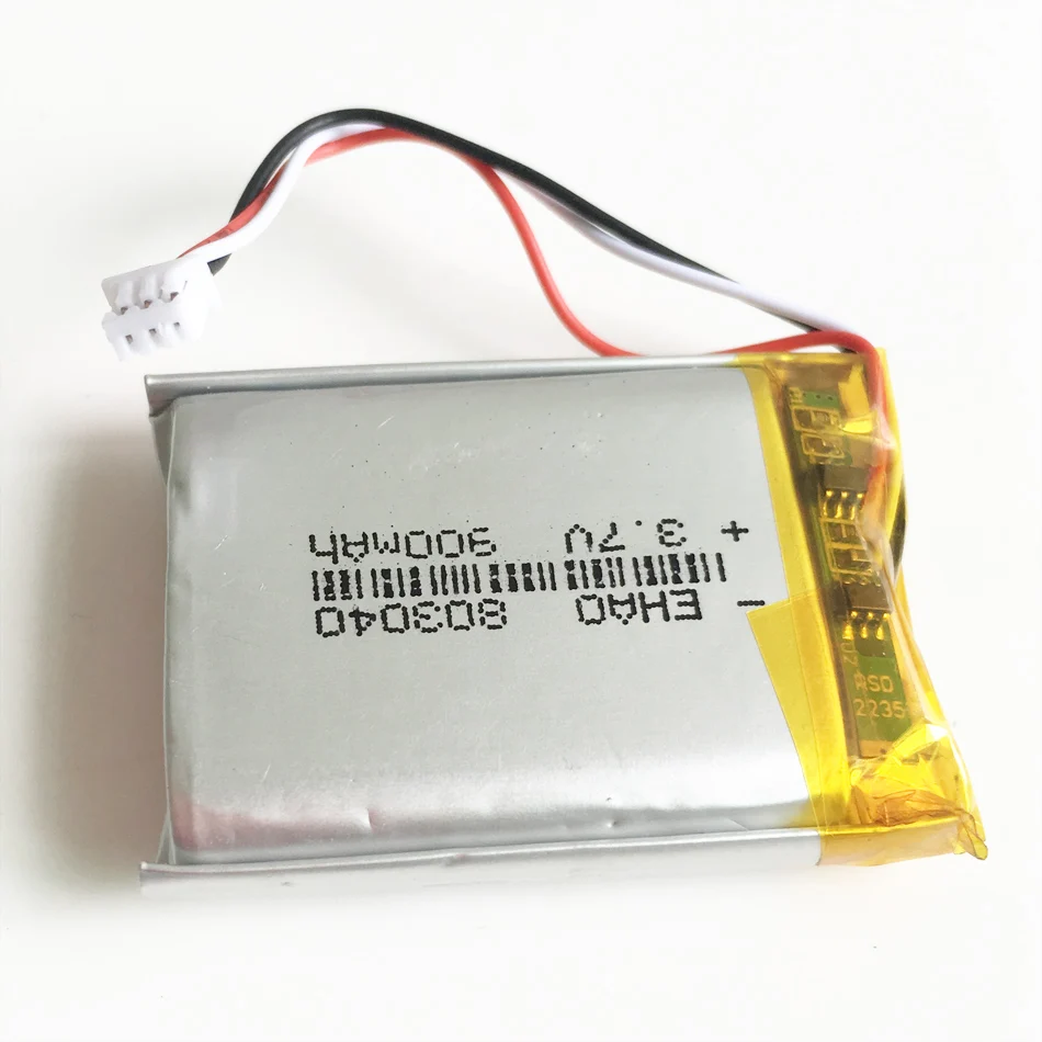 3.7V 900mAh litowo-polimerowa LiPo akumulator JST 1.0/1.25/1.5/ 2.0/2.5 3-pinowe złącze do kamery PAD GPS 803040 laptopa