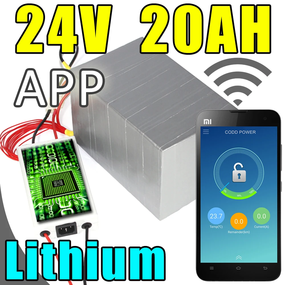 24v 20ah lithium battery app remote control Bluetooth electric bicycle Solar energy battery pack scooter ebike 500w