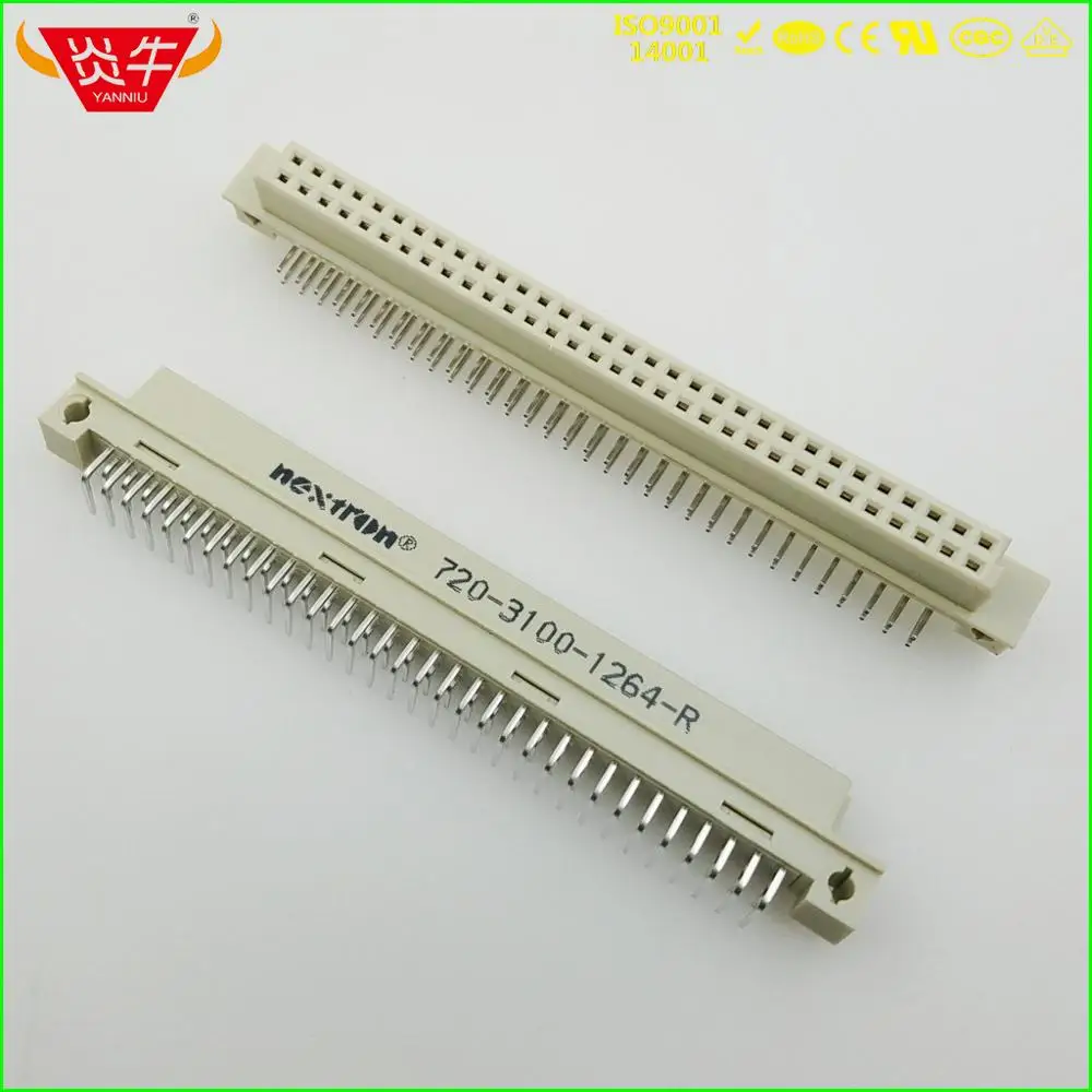 

50Pcs 264 DIN41612 DIN CONNECTOR 710-3100-1264-R 2*32P 64PIN FEMALE RIGHT ANGLE PINS EUROPEAN SOCKET 9001-34641COOA NEXTRON