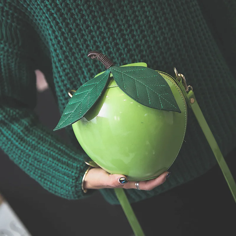 BENVICHED Red Circular Apple Bag Fashion Female Messenger Bags Leaves Mini Bags for Teenager Girls Women Crossbody Bags  R01