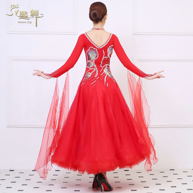 Dame Angepasst Tanzen Wettbewerb Kleid Tango Flamenco Customes Mädchen Walzer Tanzen Anzug Anpassen Ballroom Dance Kleid D0366