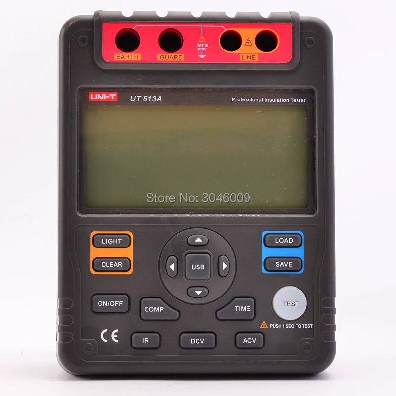 UNI-T UT513A Insulation Resistance Tester 5000V Automatic Range Digital Megohmmeter Data Storage Polarization Index Backlight