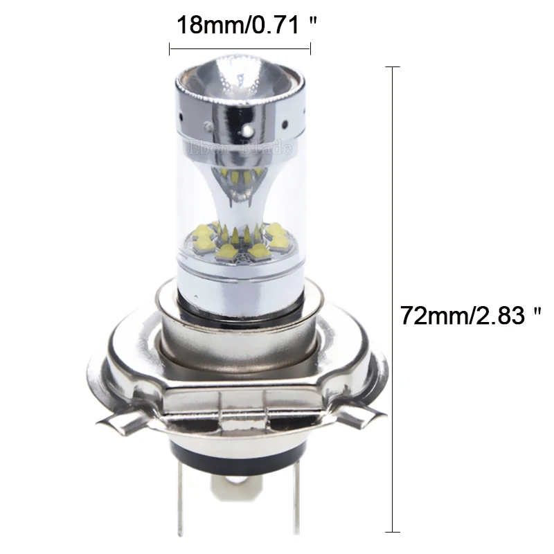 1Pcs 60W Bright White H4 HB2 9003 6000K With XBD Chips LED Fog Light Lamp Bulb Driving For Car Motorcycle 12V 24V DC