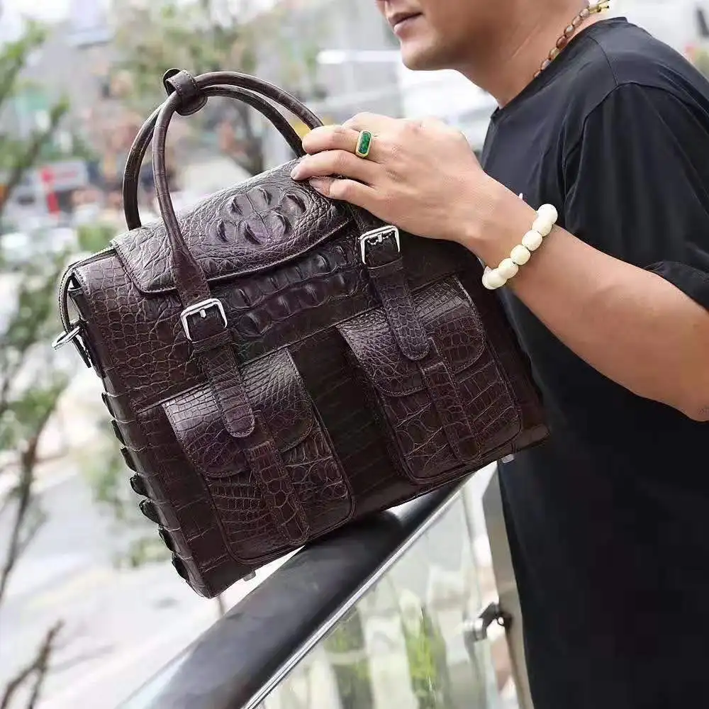 100% Genuine/Real Crocodile Skin Men Bag Briefcase Laptop Bag leisure fashion men tote  daily bag customized service offered