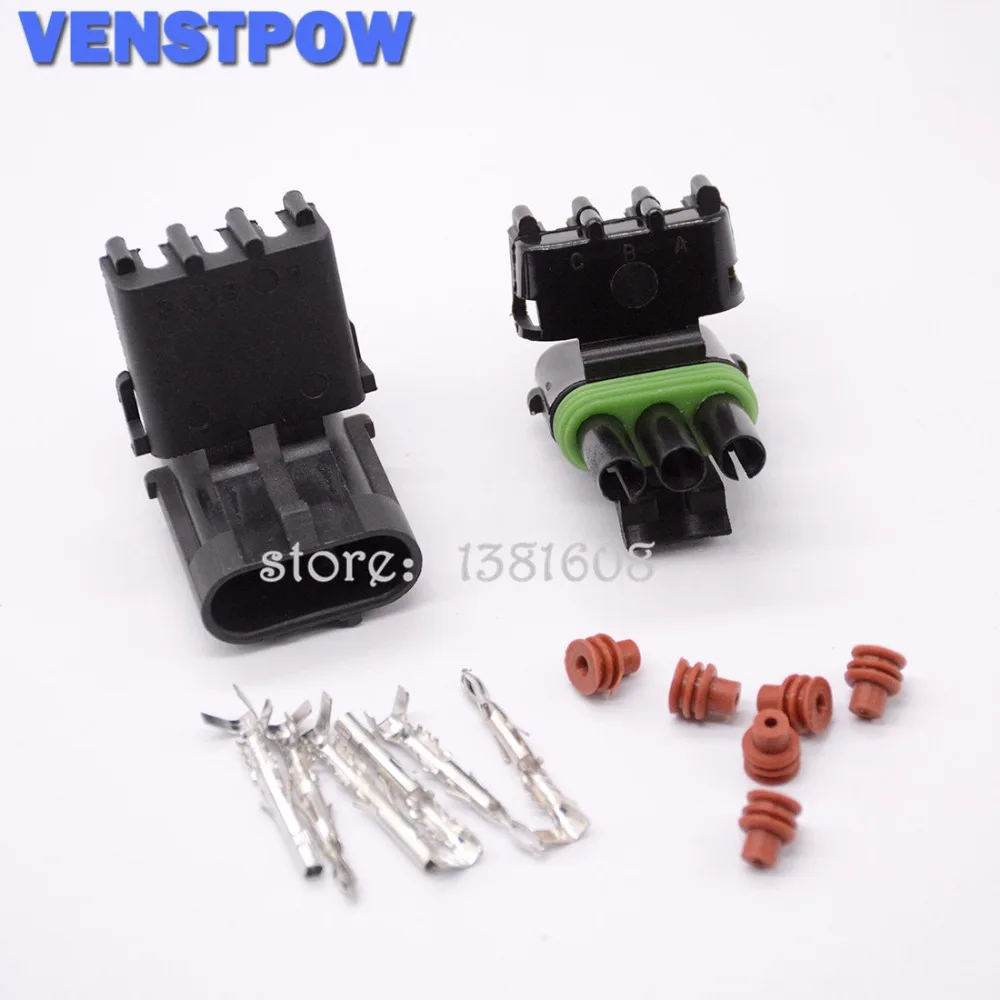 

1pcs / lots Female Male Weather Pack 3 Pin Automobile Connector Plug Sealed Wiring Automobile Connector Kit 18-14 GA