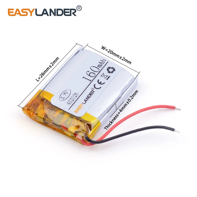 

3pcs/Lot 3.7V 402026 160mAh Rechargeable Lithium Li-ion Polymer Battery for Bluetooth headset