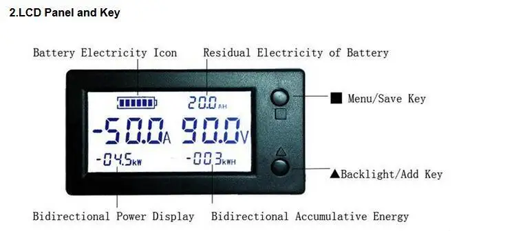 Hall Coulomb meter DC 300V 100A 200A 400A Digital Meter Electric energy Power Capacity Battery Monitor Lead-acid/ Li-ion Lithium