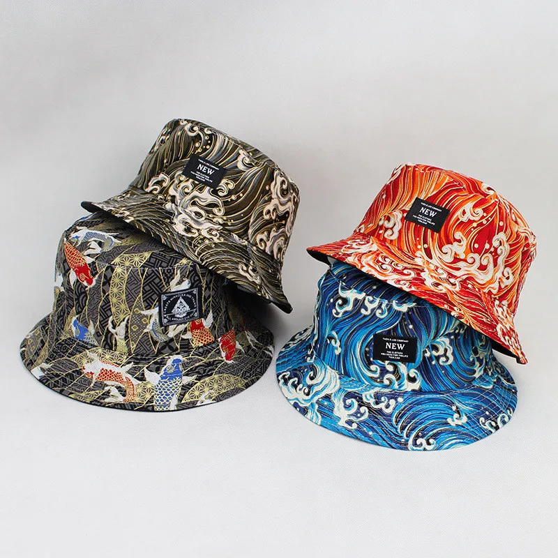 2021 Four Seasons Cotton Print Bucket Hat Fisherman Hat Outdoor Travel Sun Cap for Men and Women 174