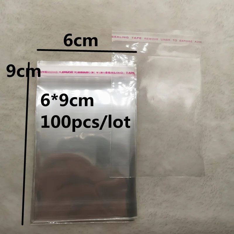 100pcs 6x9cm Resealable Poly Bag Transparent Opp Plastic Bags Self Adhesive Seal Jewellery Making Bag