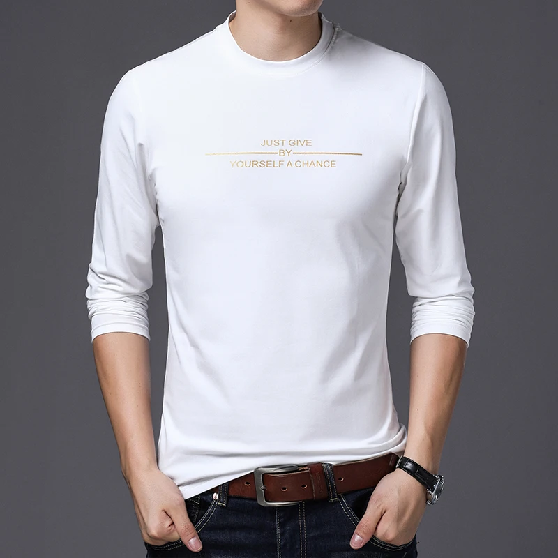 High Quality 2023 New Fashion Brand T Shirt Men Korean Print Trends Streetwear Tops One Piece Long Sleeve T-Shirt Mens Clothing