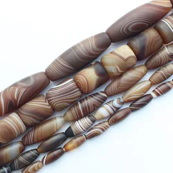 Frost 6-45mm Coffe Color Stripe agates oval Beads 15