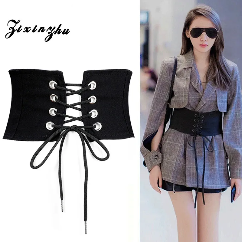 

Black Waistband Women Elastic Decoration Simple Female Waist Belt Matching Dress Sweater Wide High Quality Fashion Girdle H3155