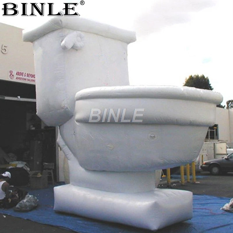 Customized airblown giant white inflatable close stool inflatable toilet seat replica for promotion