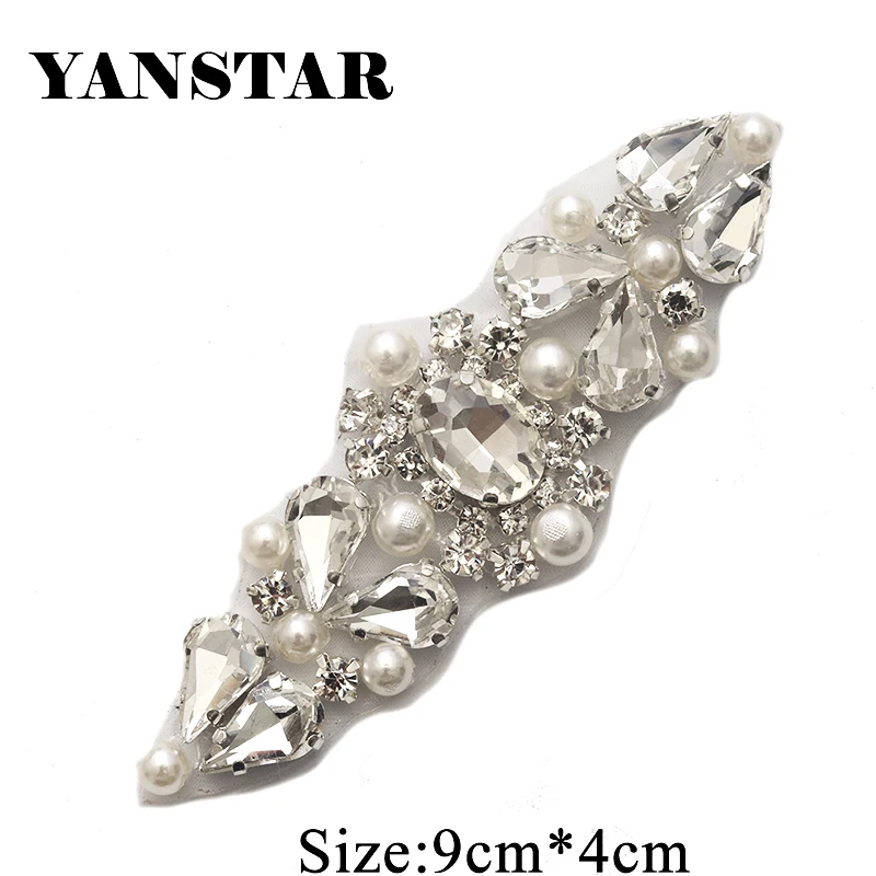 

YANSTAR 50PCS Wholesale Rhienstone Applique Bridal Sash Beads On For Wedding Dress Belt Accessories DIY Bridal Sash YS904