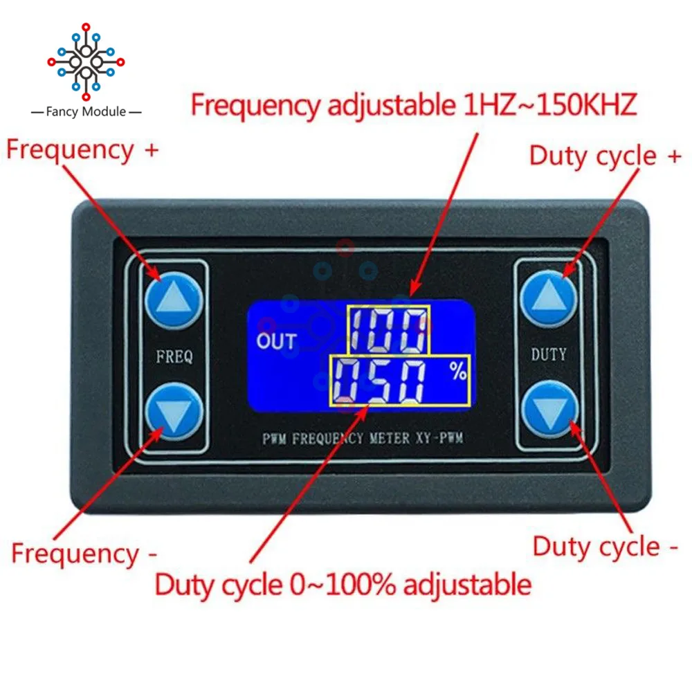 1Hz-150KHz Adjustable Meter PWM Signal Generator Frequency Meter DC 3.3-30V Liquid Crystal Display Duty Cycle Frequency