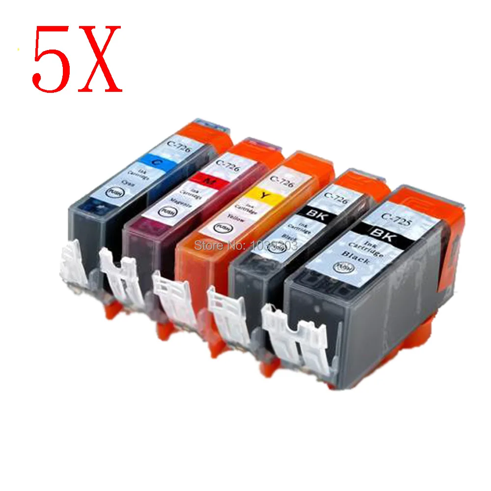 

5x Compatible PGI-725 CLI 726 Ink cartridge For Canon IP4870 IP4970 IX6560 MG5170 MG5270 MG5370 MG6170 MG6270 MG8170 MG8270 MX8