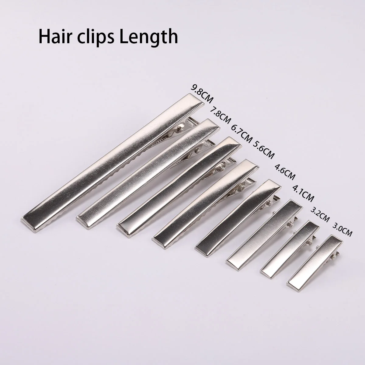 20/50 Stück 30/40/45/55/75/100 mm flache Metall-Einzelzinken-Alligator-Haarnadel-Clip-Basis für DIY-Haarspangen, Schmuckherstellung, Zubehör – Detail 4