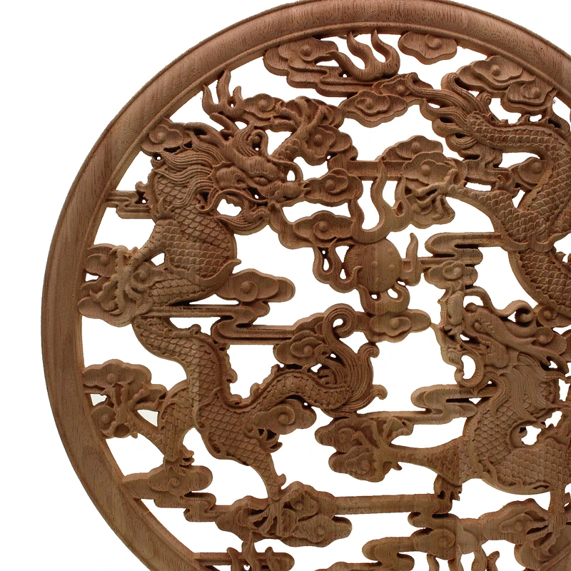 Floral Woodcarving Decal European Style Rubber Wood Carved Corner Applique Decor Frame Wall Doors Decorative Figurines