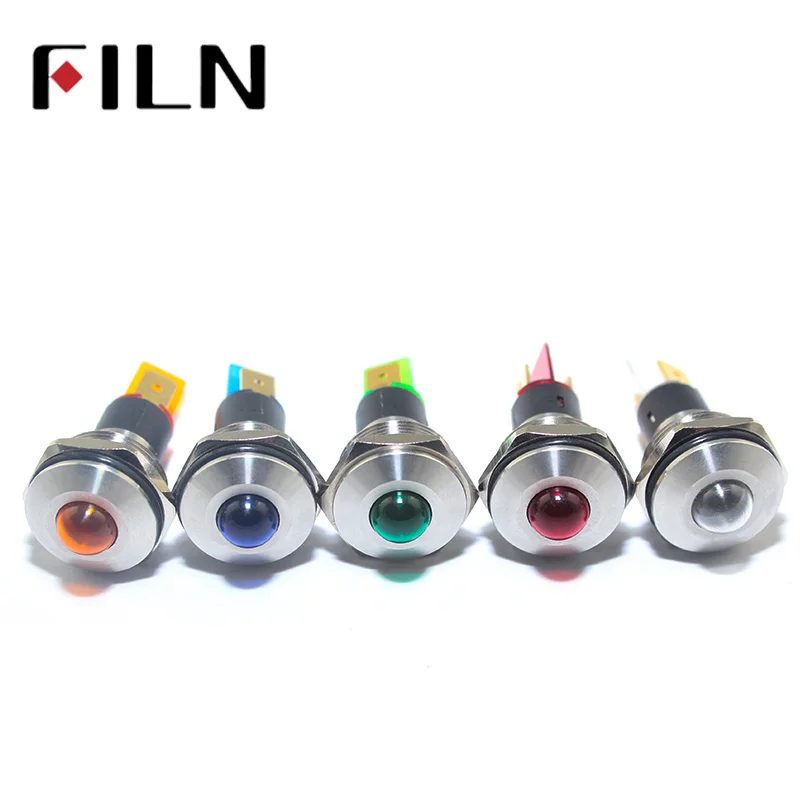 

19mm 6v 12V 24V 220v red blue green led light Metal Indicator pilot Signal light lamp FILN FL1M-19CJ-1