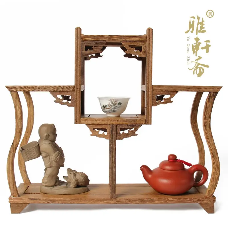 

Mahogany furniture base stone teapot teapot shelf frame wings Wood Vase antique mahogany base