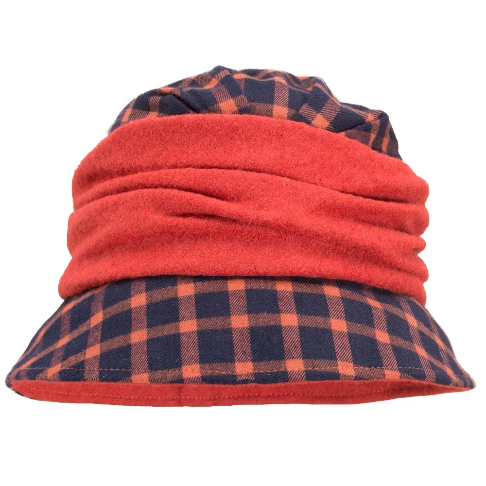 Womens 1920s flappers vintage style Tartan Plaid Wool Blend cloche Bucket Hats A501