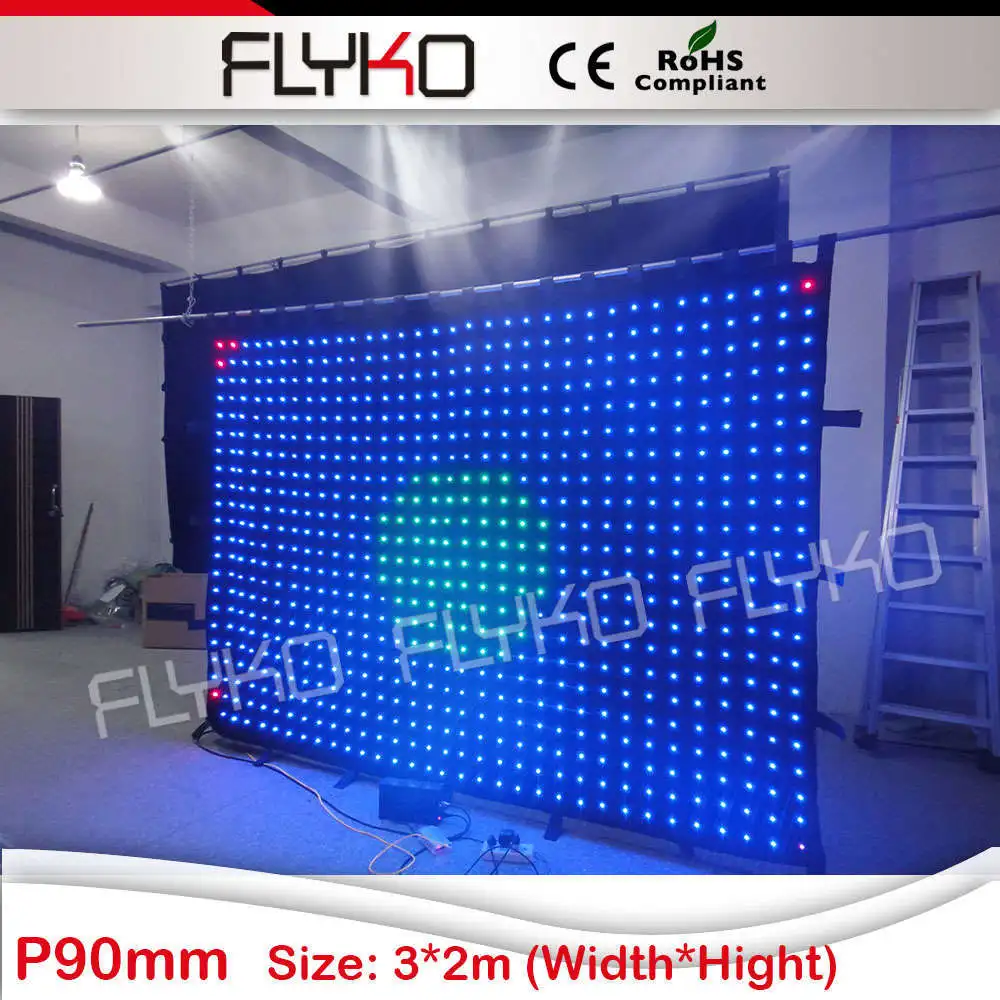 

729 leds DMX control Pro DJ curtain full color led video curtain 2x3m P9